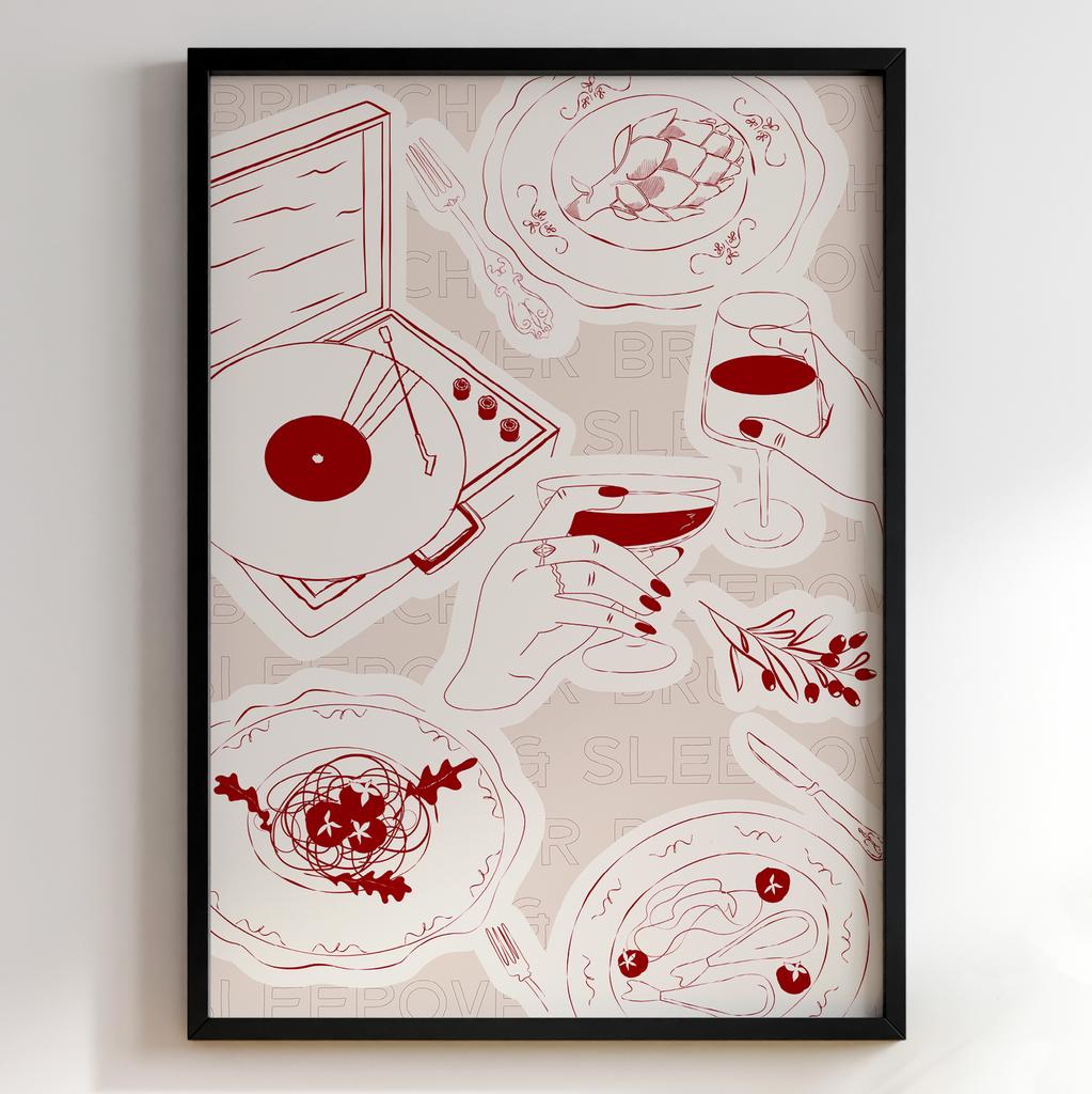 Пастельні постери з їжею | Декор для кухні у вінтажному стилі