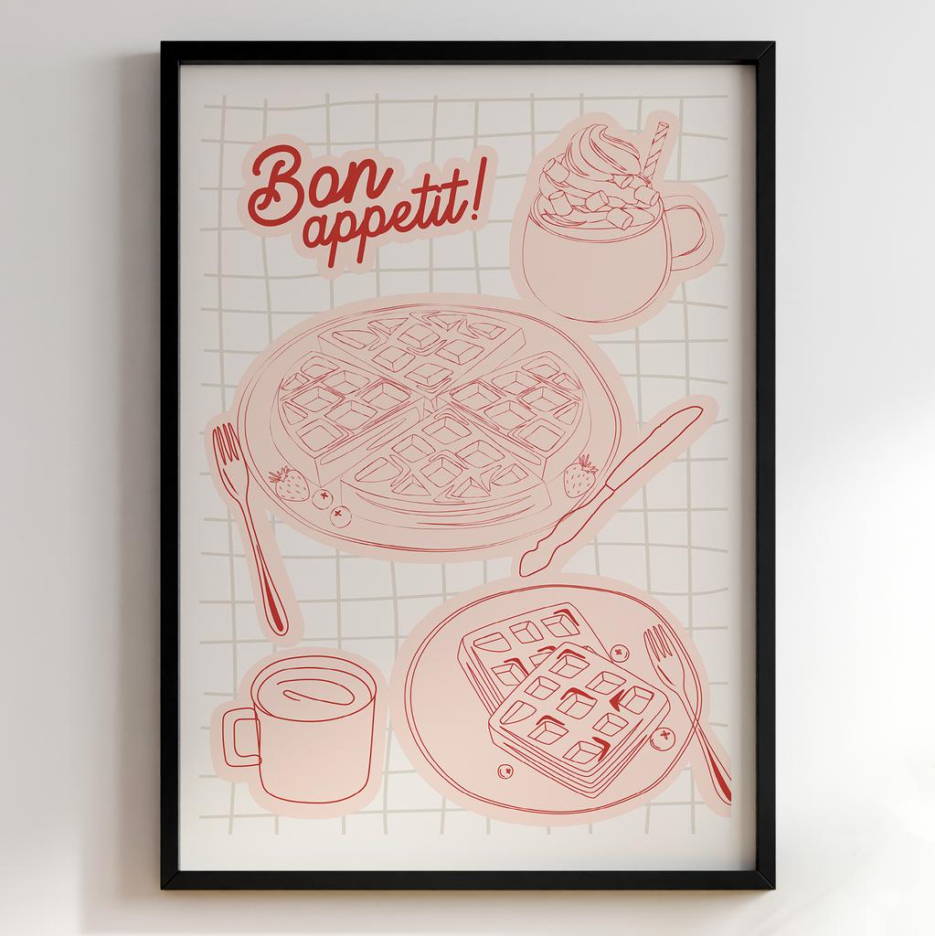 Пастельні постери з їжею | Декор для кухні у вінтажному стилі