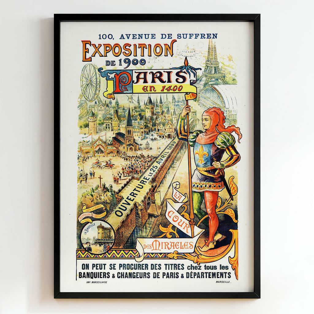 Ретро постер «Exposition de 1900 — Paris en 1400»
