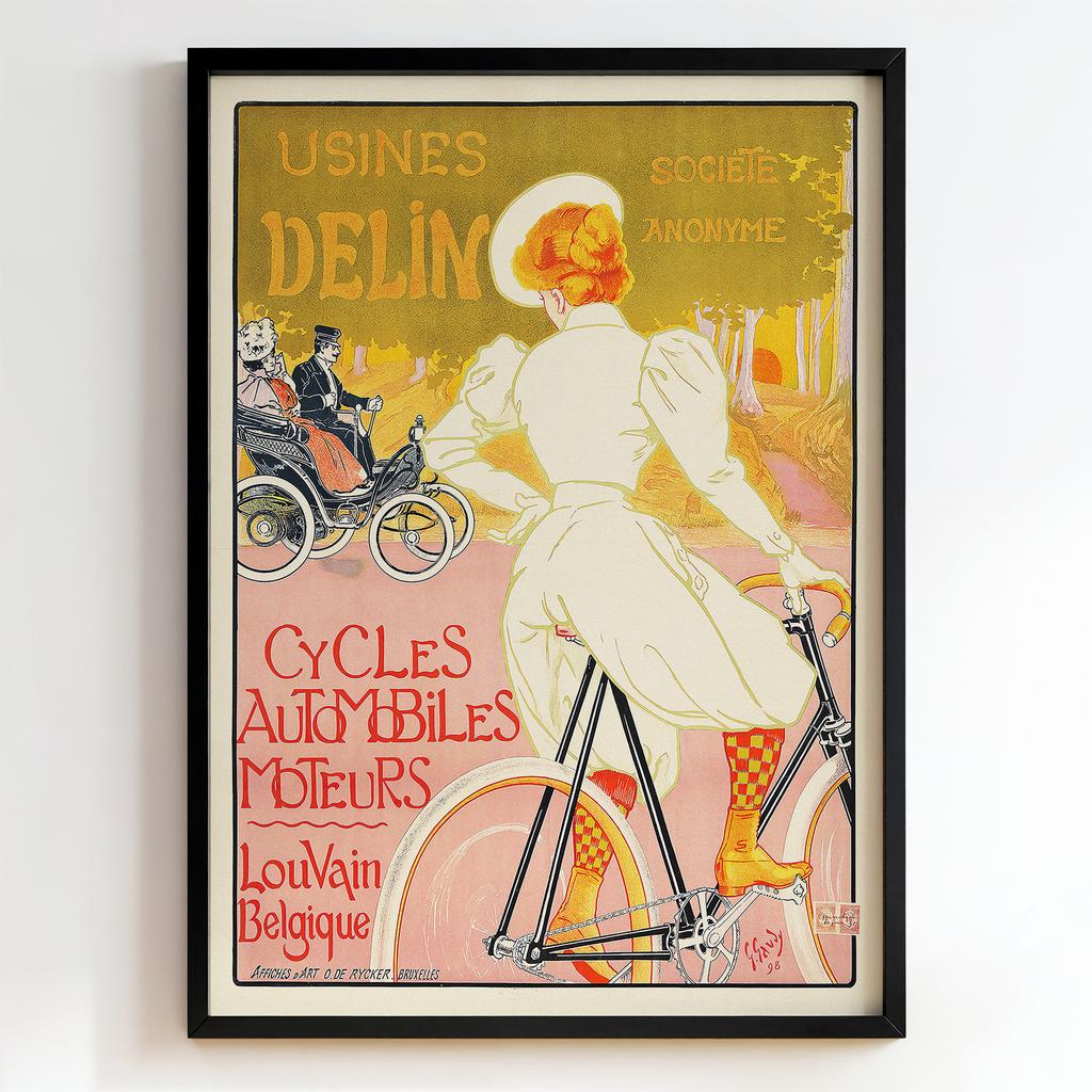 Ретро постер «Usines Delin — Cycles Automobiles Moteurs»