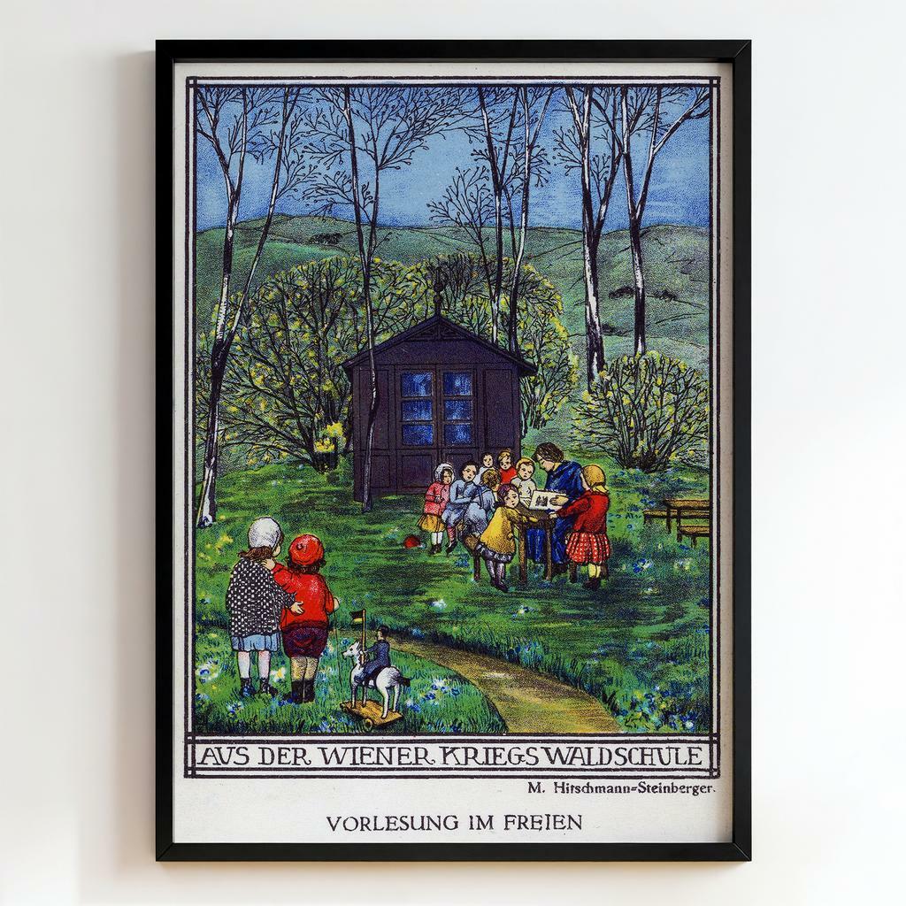 Ретро постер «Vorlesung im Freien — Aus der Wiener Kriegswaldschule»