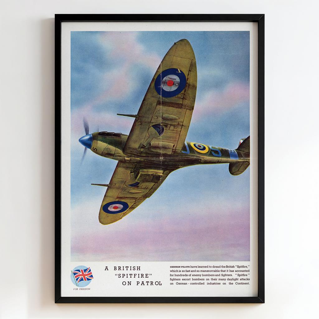 Ретро постер «A British Spitfire on Patrol»