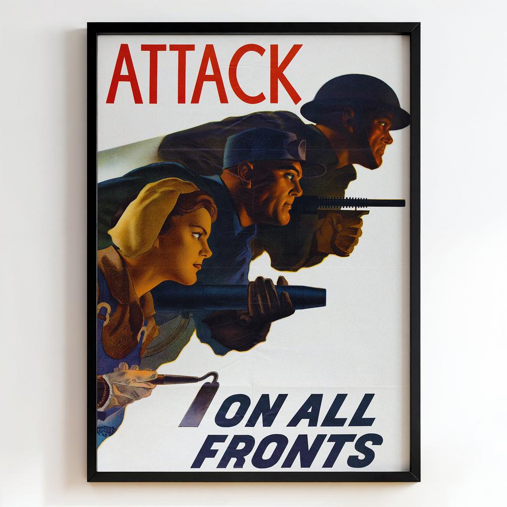 Ретро постер "Attack on All Fronts (1943)"