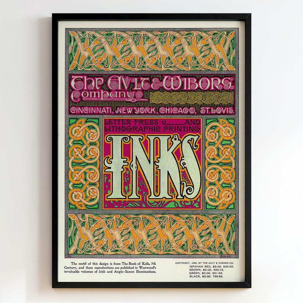 Ретро постер "Ault & Wiborg Co – Egyptian Winged Figures (1900)"