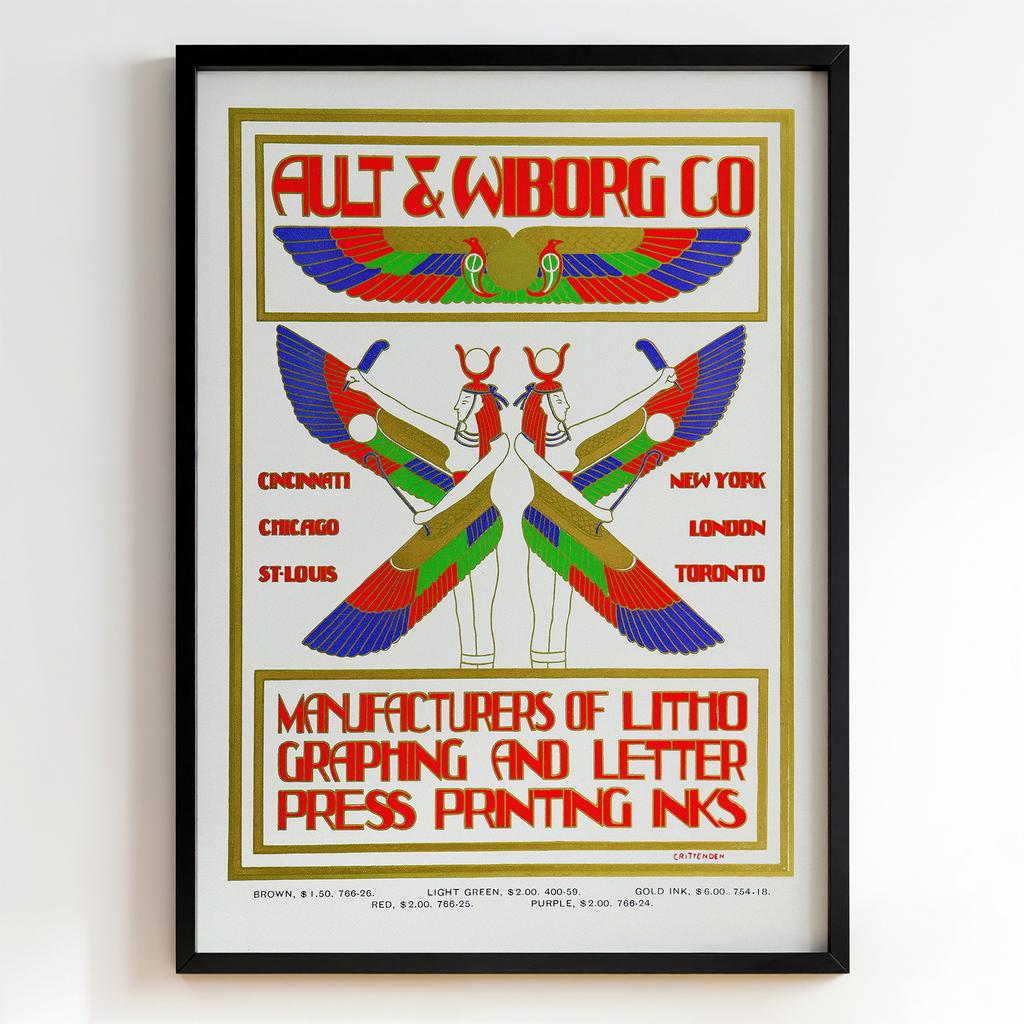 Ретро постер "Ault & Wiborg Co – Egyptian Winged Figures (1900)"