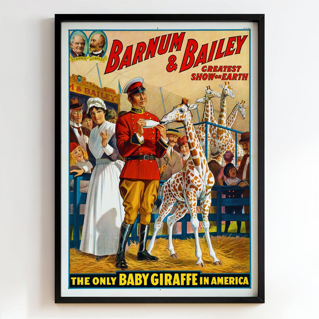Ретро постер "The Only Baby Giraffe in America (1916)"