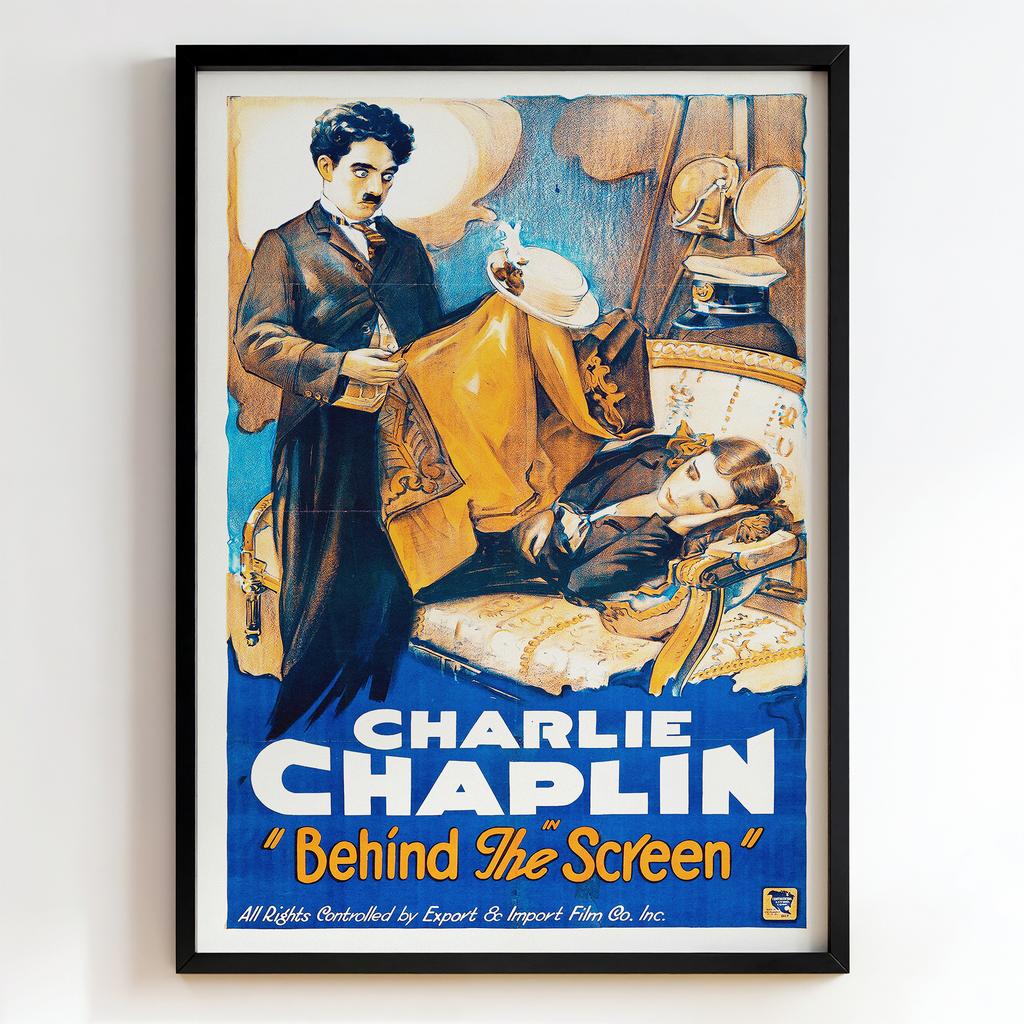Ретро постер "Behind the Screen – Charlie Chaplin (1916)"