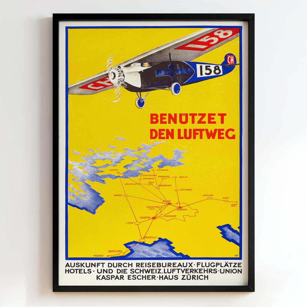 Ретро постер "Benützet den Luftweg – Emil Cardinaux (1927)"