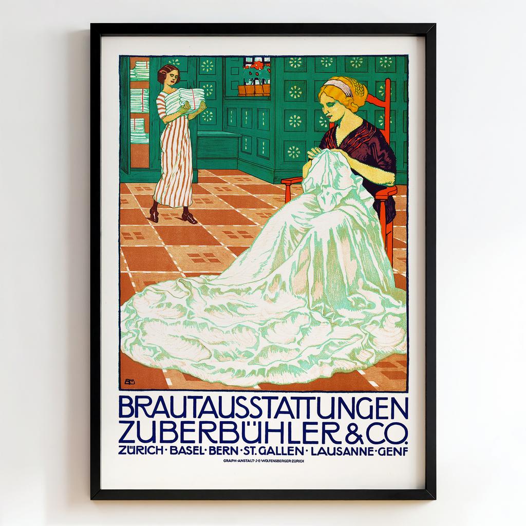 Ретро постер "Brautausstattungen Zuberbühler & Co – Emil Cardinaux (1913)"