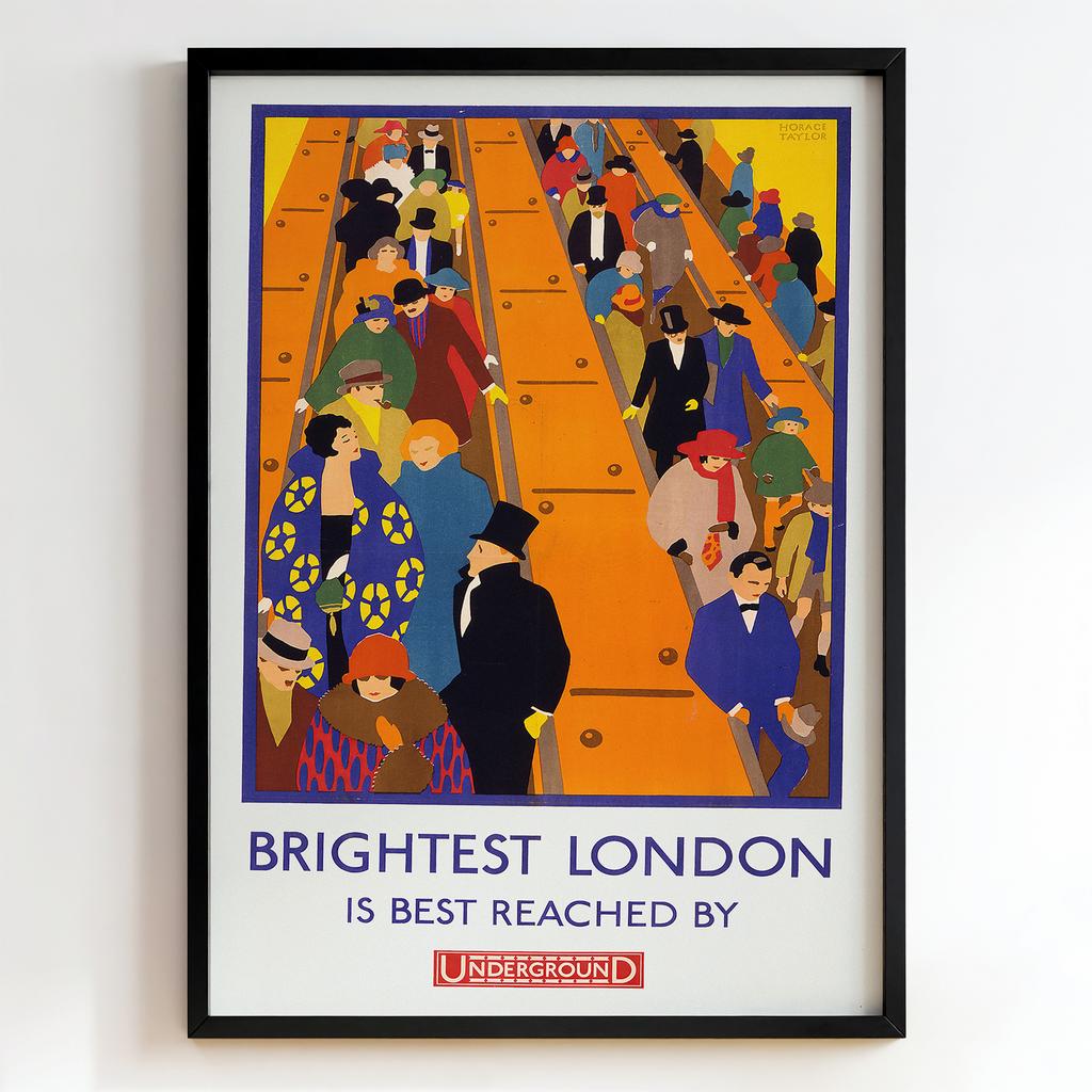 Ретро постер "Brightest London Is Best Reached by Underground – Horace Taylor (1924)"
