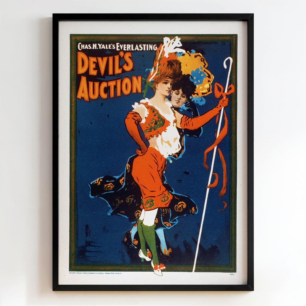 Ретро постер "Devil’s Auction (Blue Version) – Strobridge Lithographing Co. (1902)"