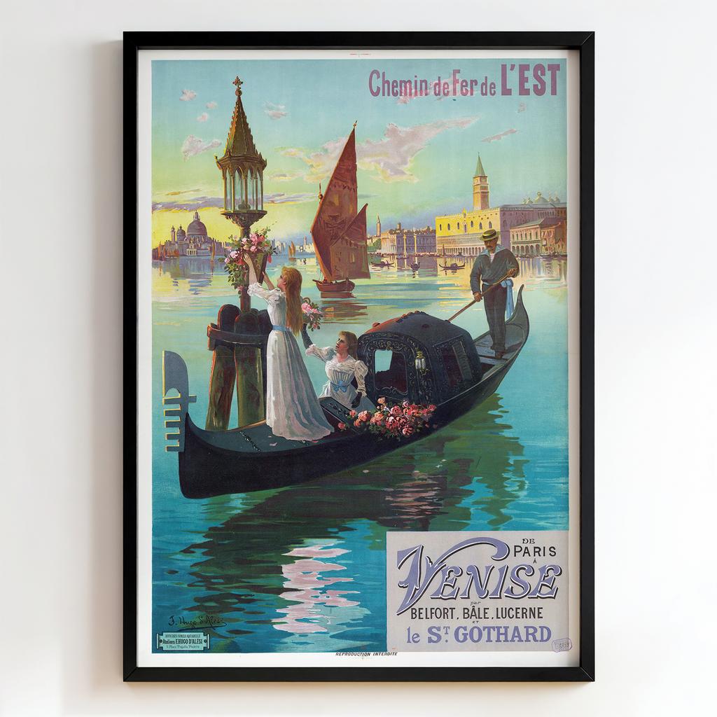 Ретро постер "De Paris à Venise – Chemin de Fer de l’Est – Jules Chéret (1898)"