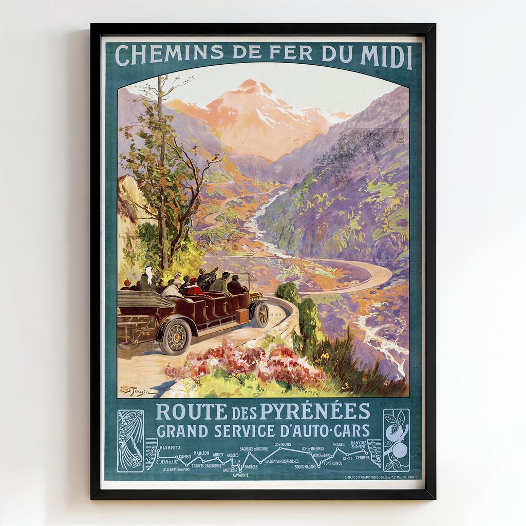 Ретро постер "Route des Pyrénées – Chemins de Fer du Midi – Jules Tallon (1920)"