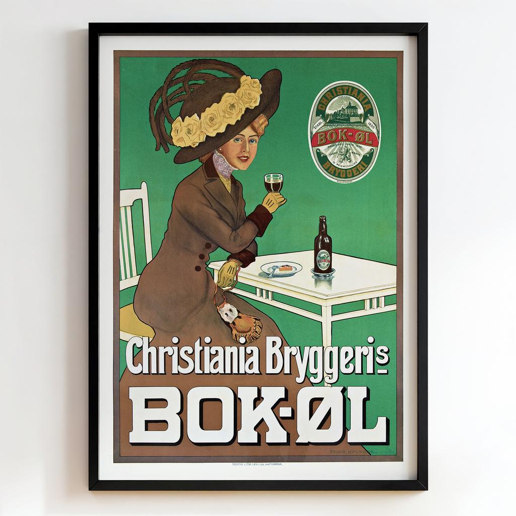 Ретро постер "Christiania Bryggeris Bok-Øl – Othar Holmboe (1910)"