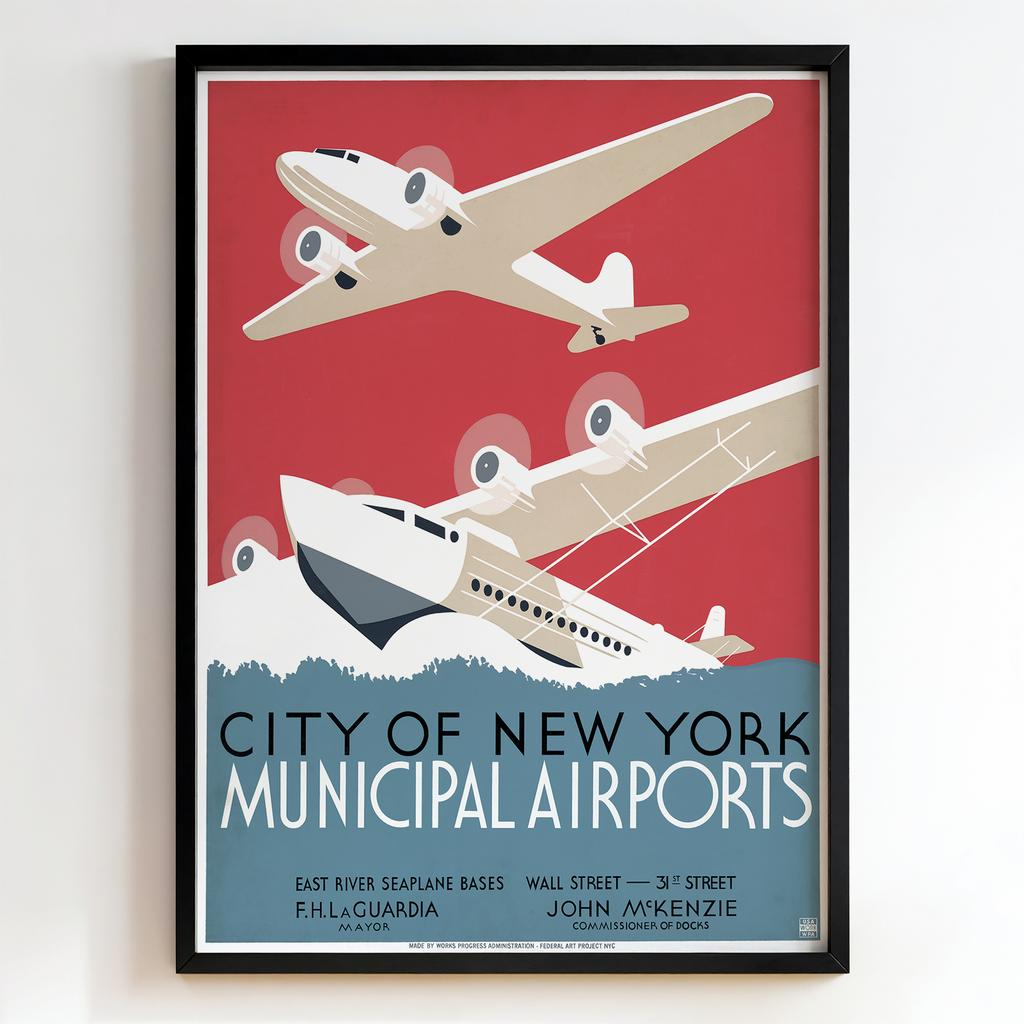 Ретро постер "City of New York Municipal Airports – John McKenzie (1937)"