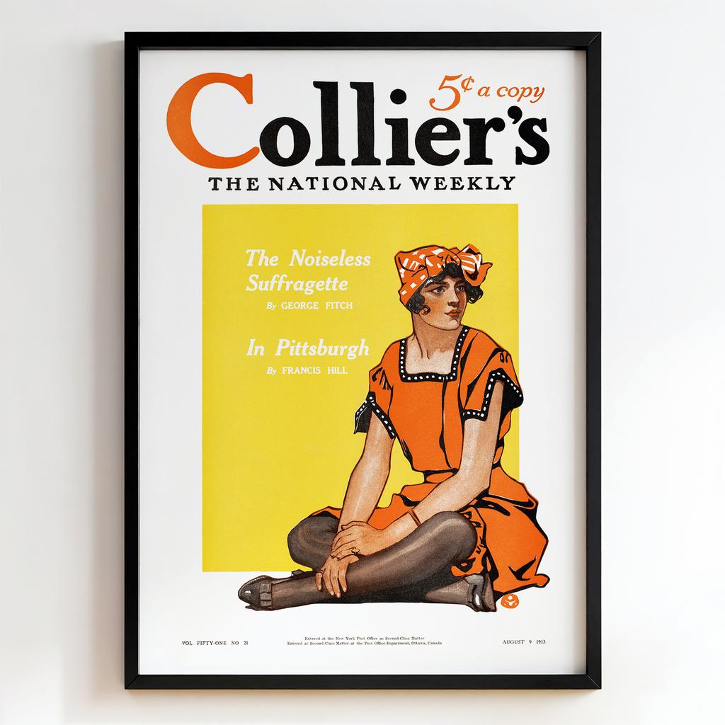 Ретро постер "Collier’s – The Noiseless Suffragette – Neysa McMein (1913)"