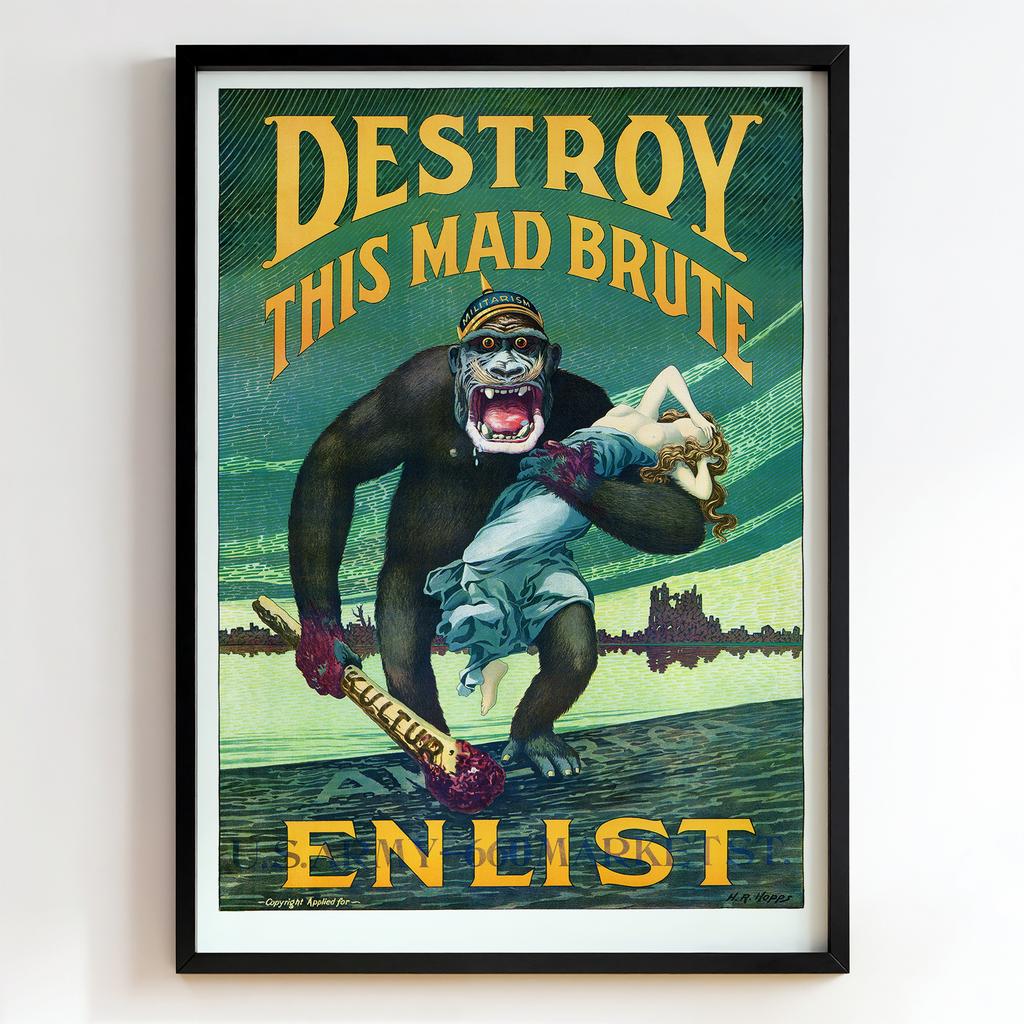 Ретро постер "Destroy This Mad Brute – Harry R. Hopps (1917)"