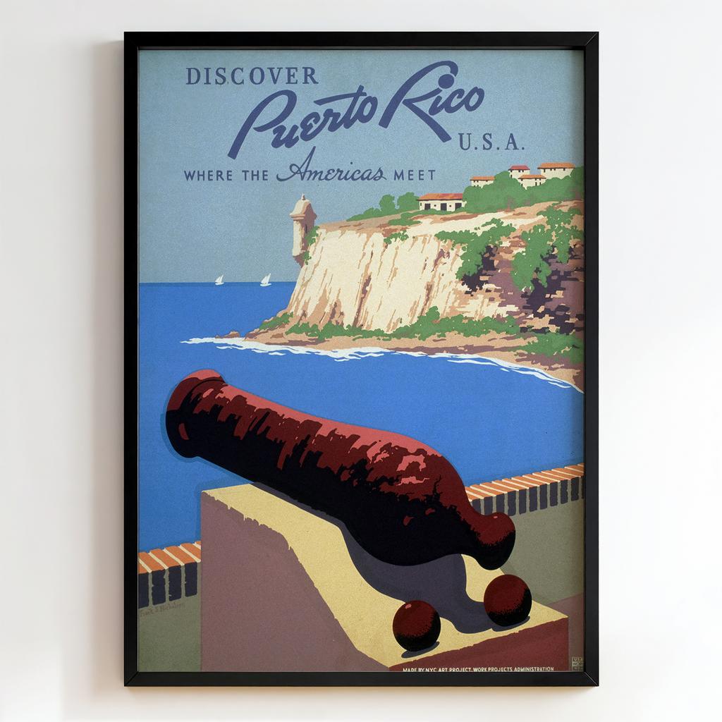 Ретро постер "Discover Puerto Rico U.S.A. – Fred E. Becker (1939)"