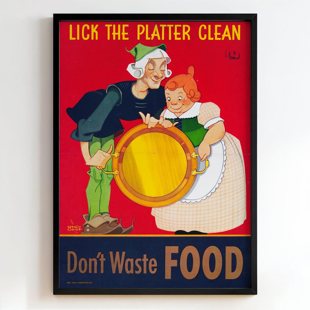 Ретро постер "Lick the Platter Clean – Vernon Grant (1940s)"