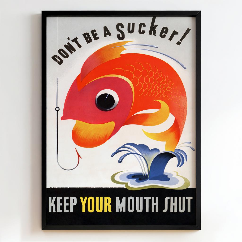 Ретро постер "Don’t Be a Sucker! Keep Your Mouth Shut (1943)"