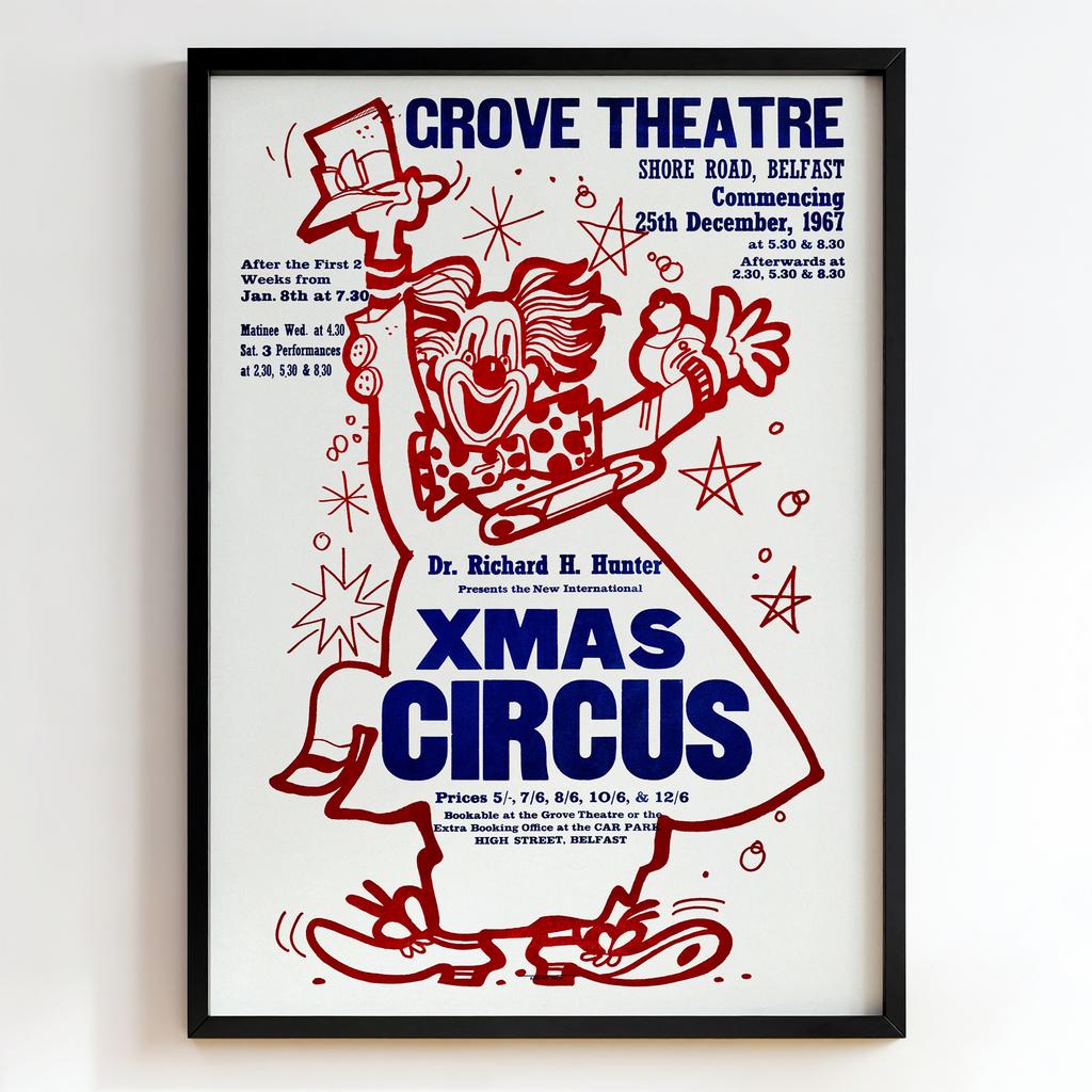 Ретро постер "Xmas Circus – Grove Theatre Belfast (1967)"