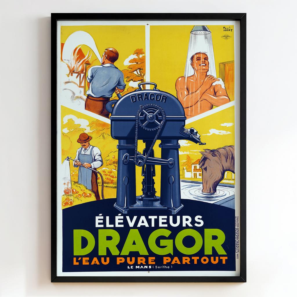 Ретро постер "Élévateurs Dragor – Paul Igert (1935)"