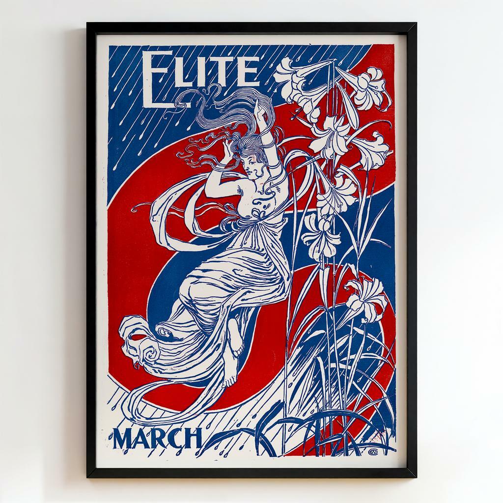 Ретро постер "Elite March – Alphonse Mucha (1897)"