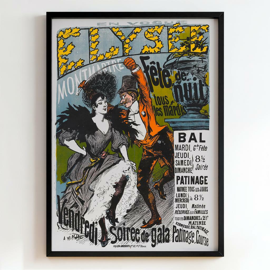 Ретро постер "Élysée Montmartre – Fête de Nuit – Henri de Toulouse-Lautrec (1895)"