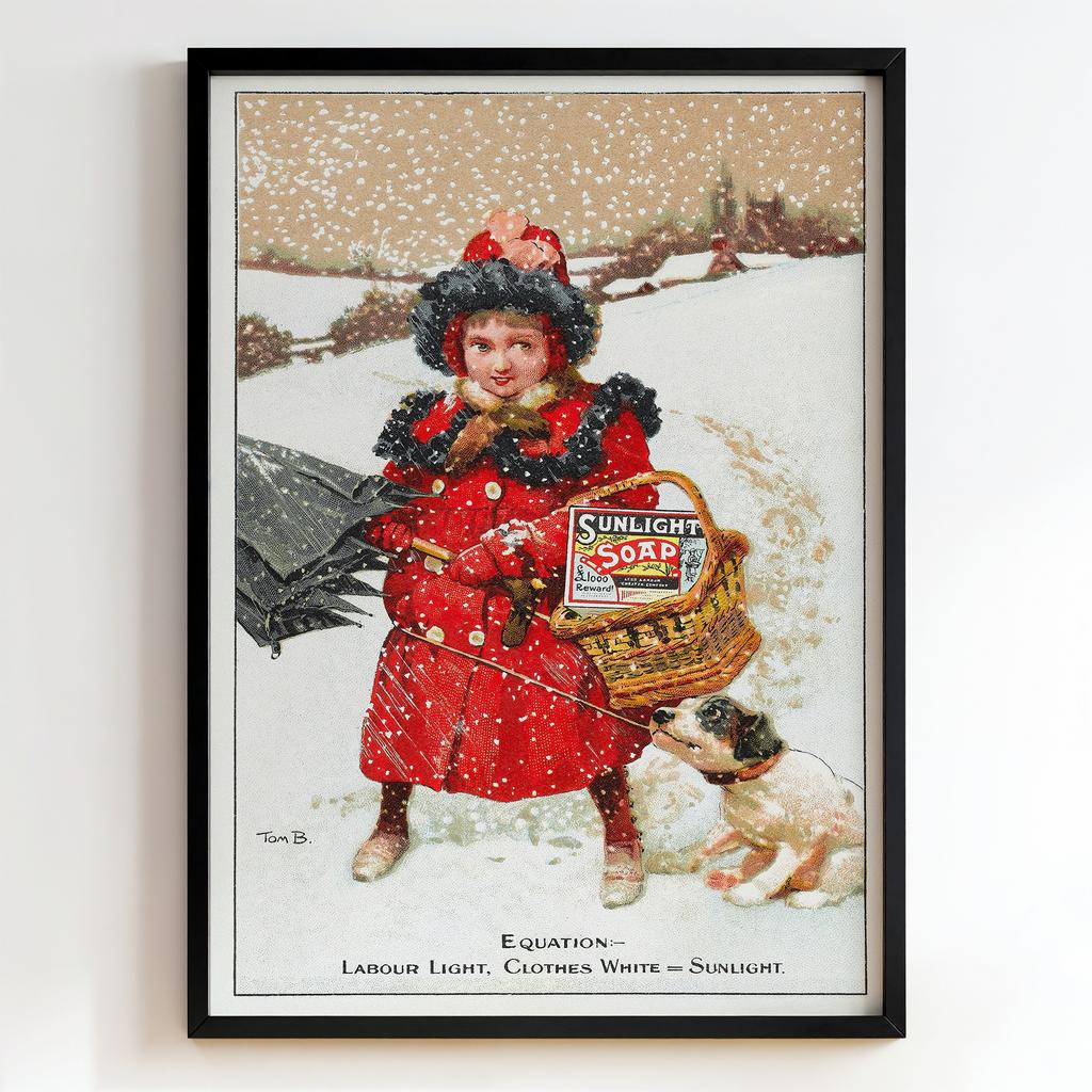 Ретро постер "Sunlight Soap – Labour Light Clothes White – Tom Browne (1890s)"