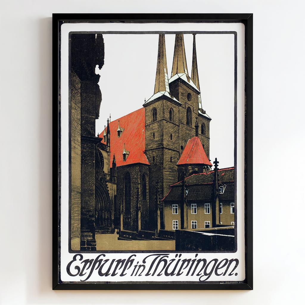 Ретро постер "Erfurt in Thüringen – Lith. Ohlenroth (1900s)"