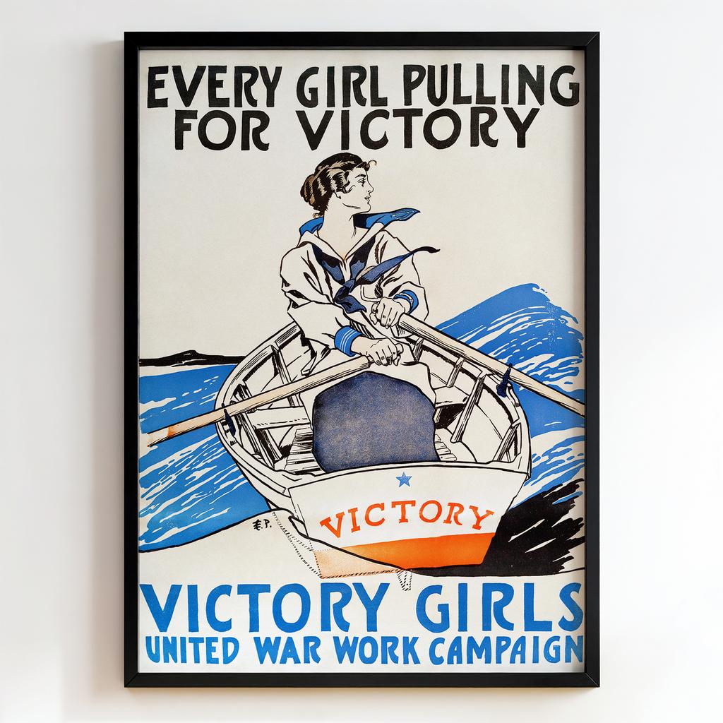 Ретро постер "Every Girl Pulling for Victory – Edward Penfield (1918)"