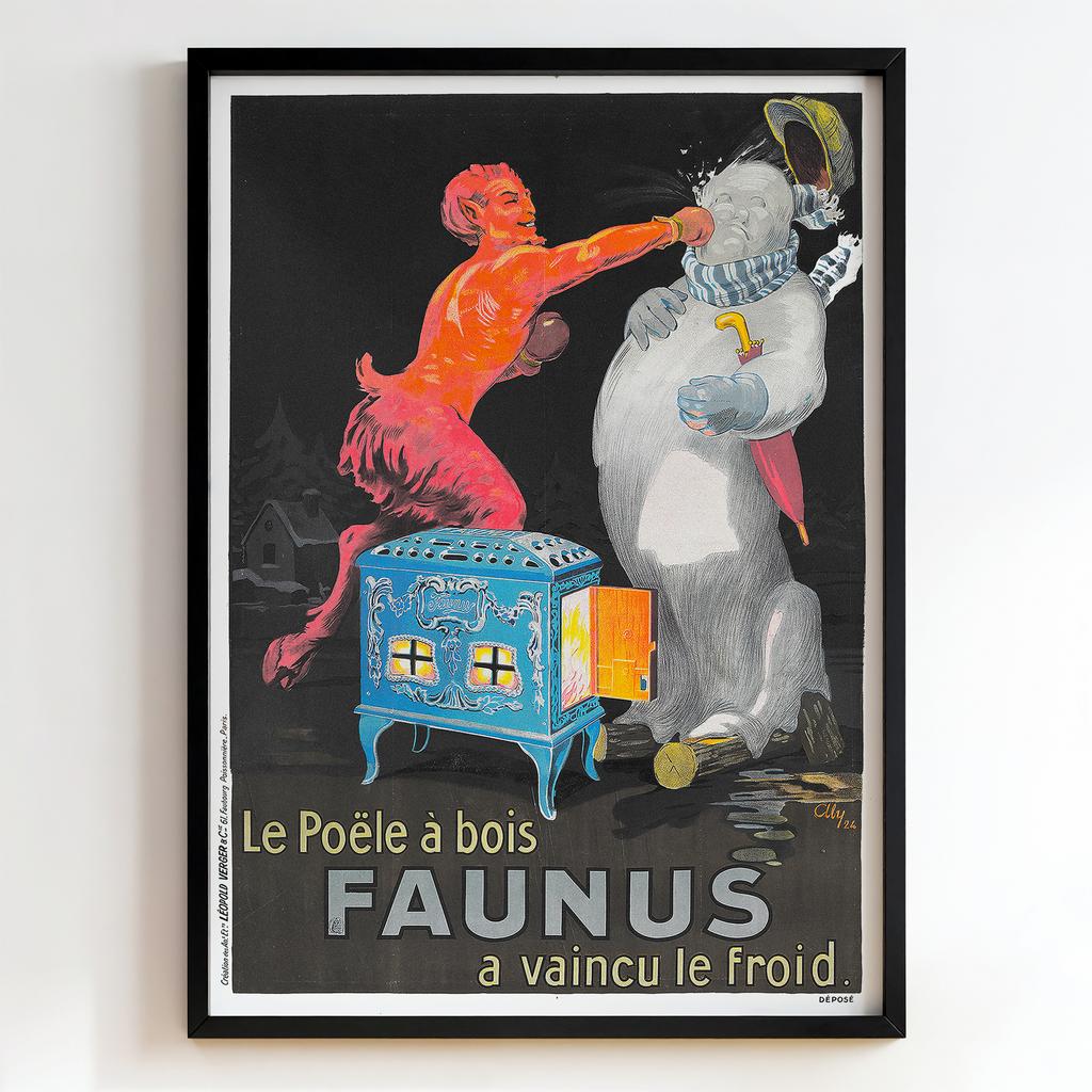 Ретро постер "Le Poêle à Bois Faunus – Cilly (1924)"