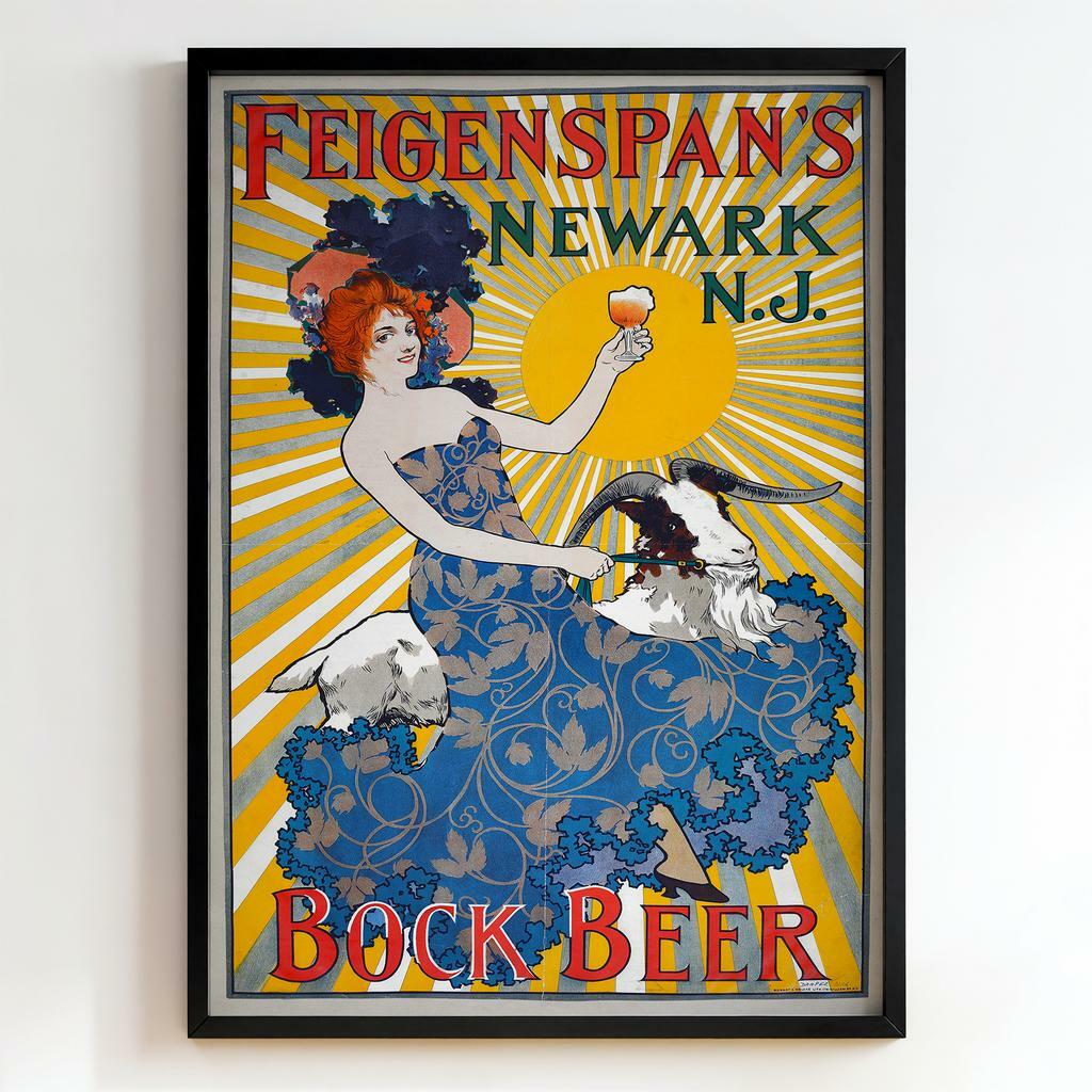 Ретро постер "Feigenspan’s Newark N.J. Bock Beer – Louis J. Rhead (1900)"