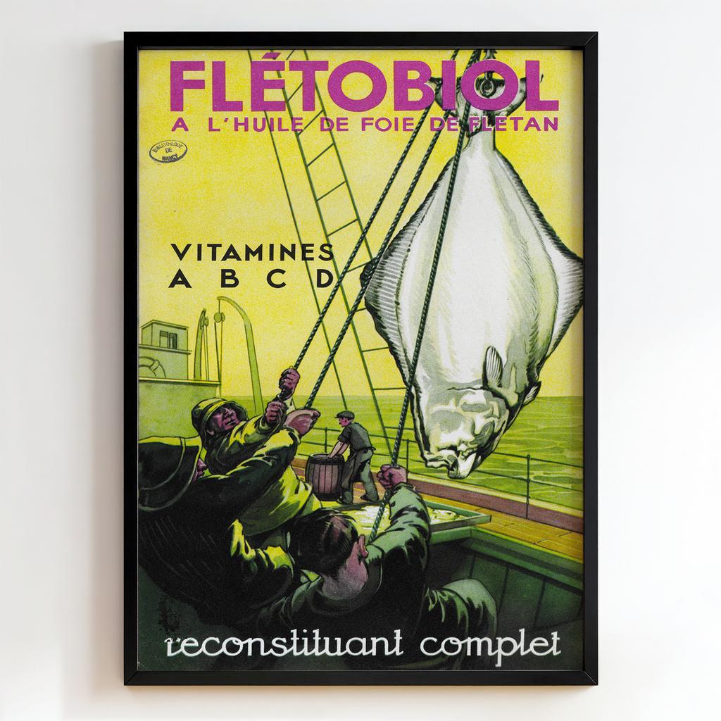 Ретро постер "Fletobiol – Huile de Foie de Fletan – Leonetto Cappiello (1933)"