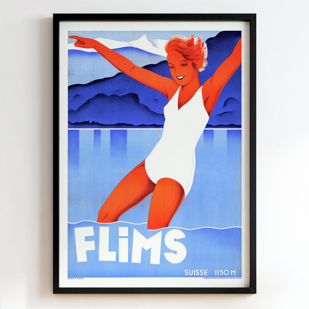 Ретро постер "Flims Suisse 1150 M – Otto Baumberger (1935)"