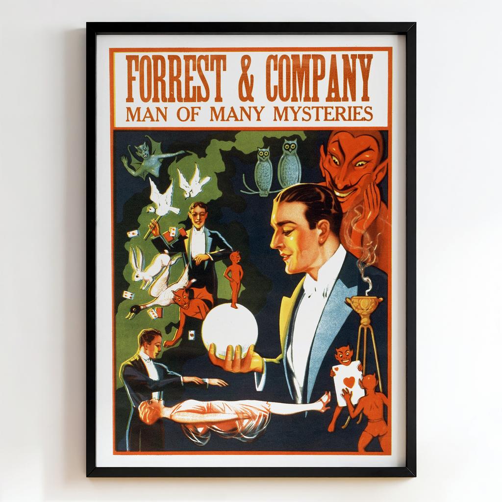 Ретро постер "Forrest & Company – Man of Many Mysteries (1920s)"