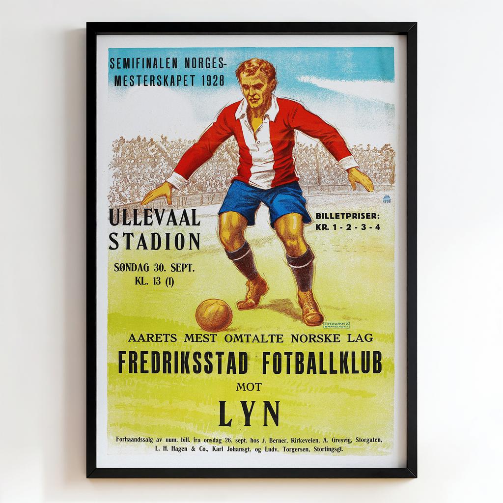 Ретро постер "Fredrikstad Fotballklub vs Lyn – Ullevaal Stadion (1928)"