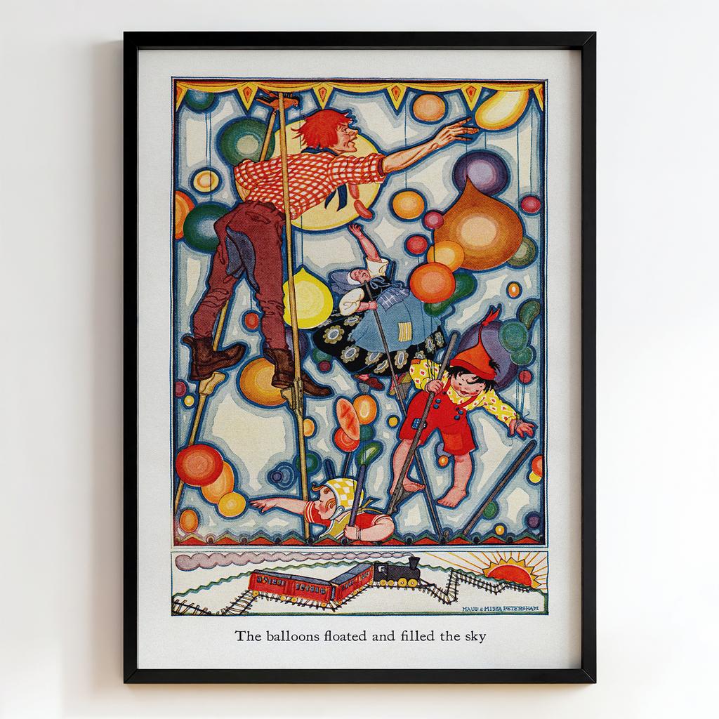 Ретро постер "The Balloons Floated and Filled the Sky – Hilda and Miska Petersham (1920s)"