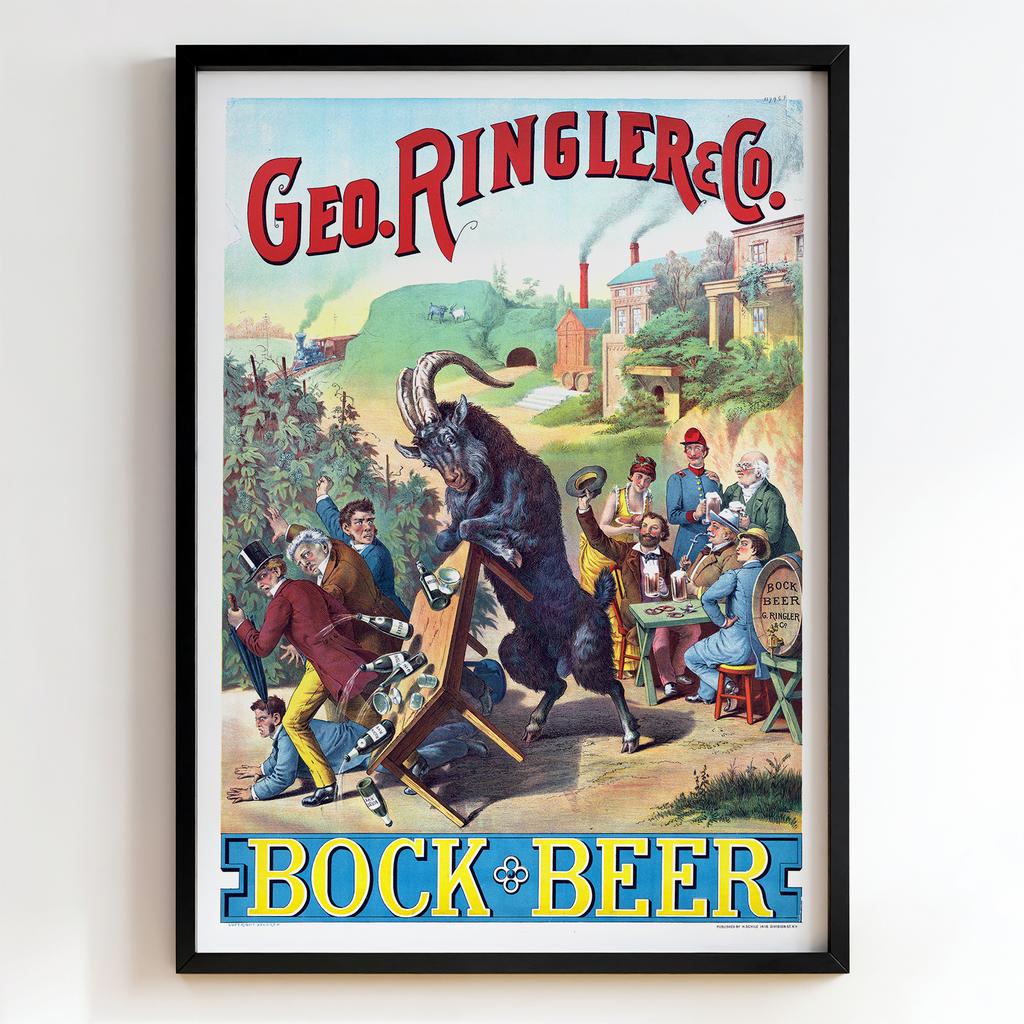 Ретро постер "Geo. Ringler & Co. Bock Beer – Louis Rhead (1890s)"