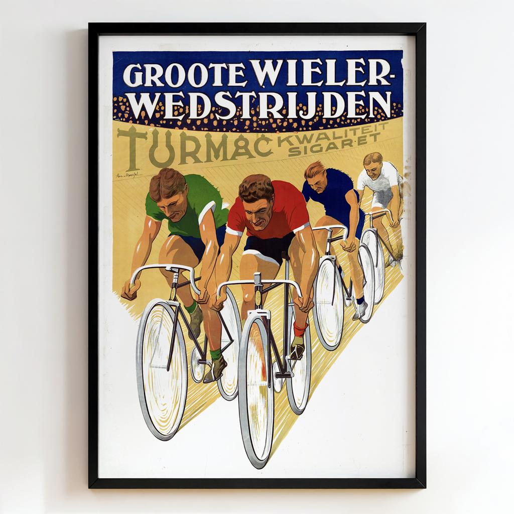 Ретро постер "Groote Wielerwedstrijden Turmac – Am. Ronsel (1920s)"