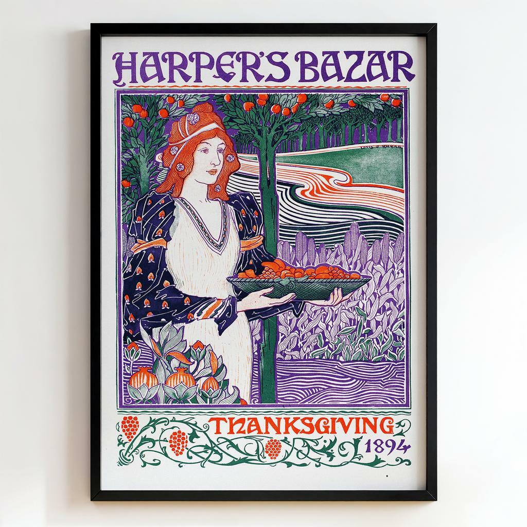 Ретро постер "Harper’s Bazar Thanksgiving – Will H. Bradley (1894)"
