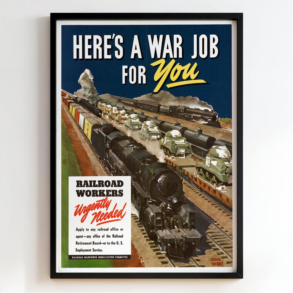 Ретро постер "Here's a War Job for You – Adolph Treidler (1943)"