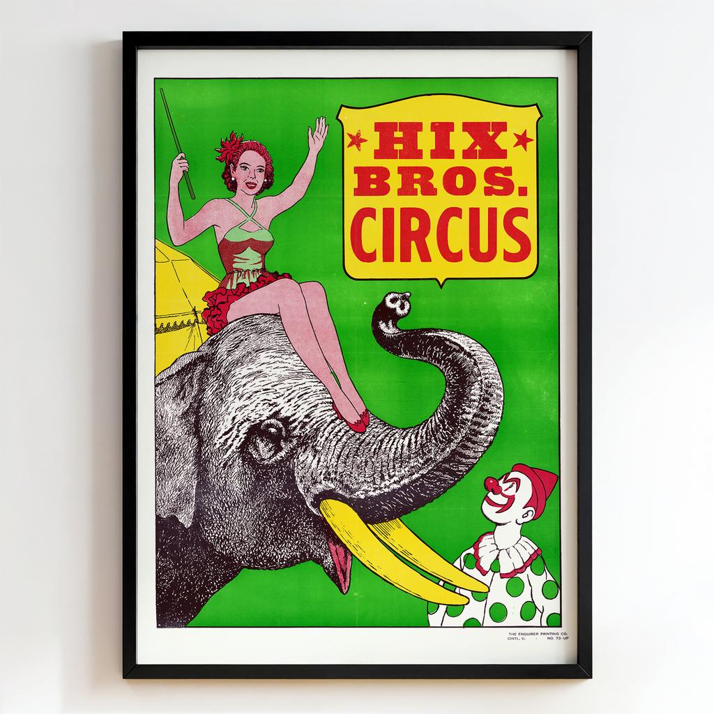Ретро постер "Hix Bros. Circus – Elephant Show Poster (1920s)"