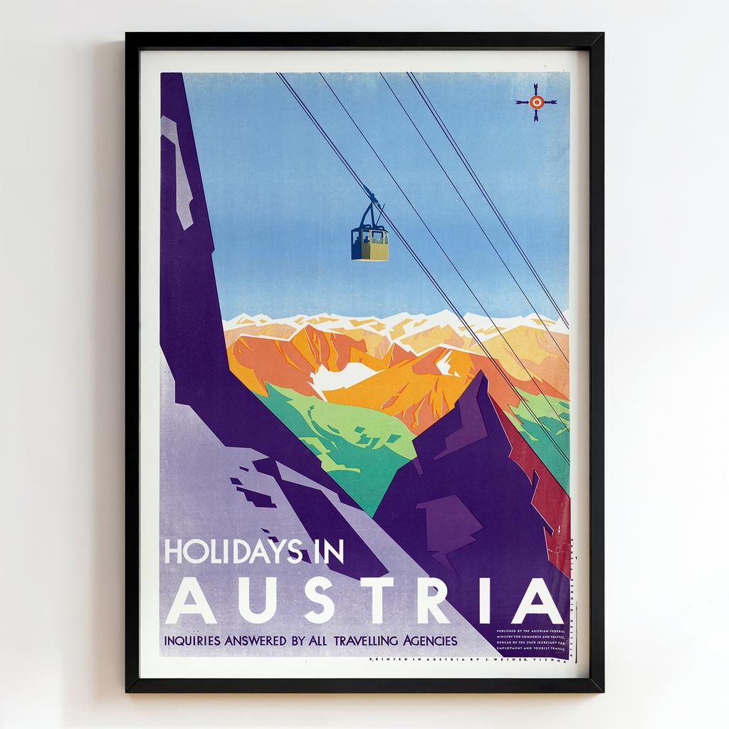 Ретро постер "Holidays in Austria – Austrian Travel Poster (1930s)"