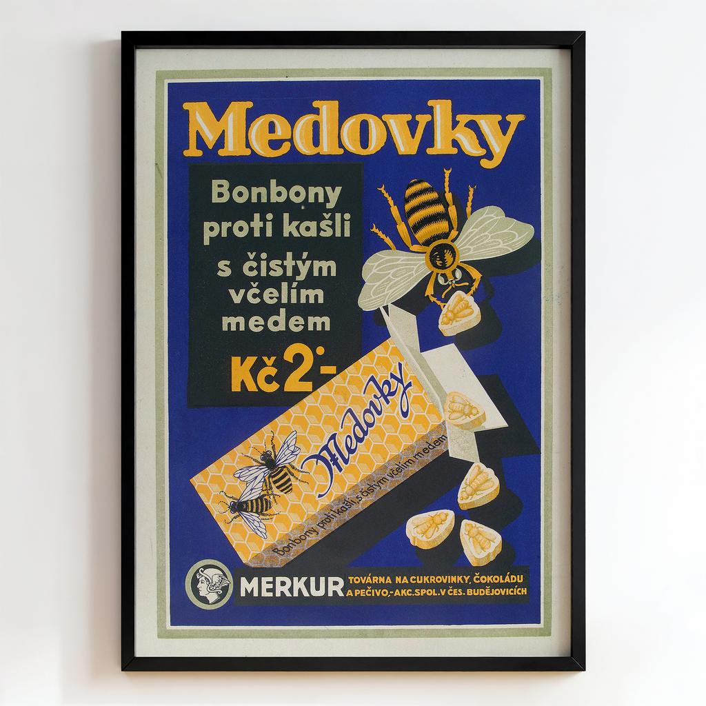 Ретро постер "Medovky – Honey Candy Advertisement (1930s)"