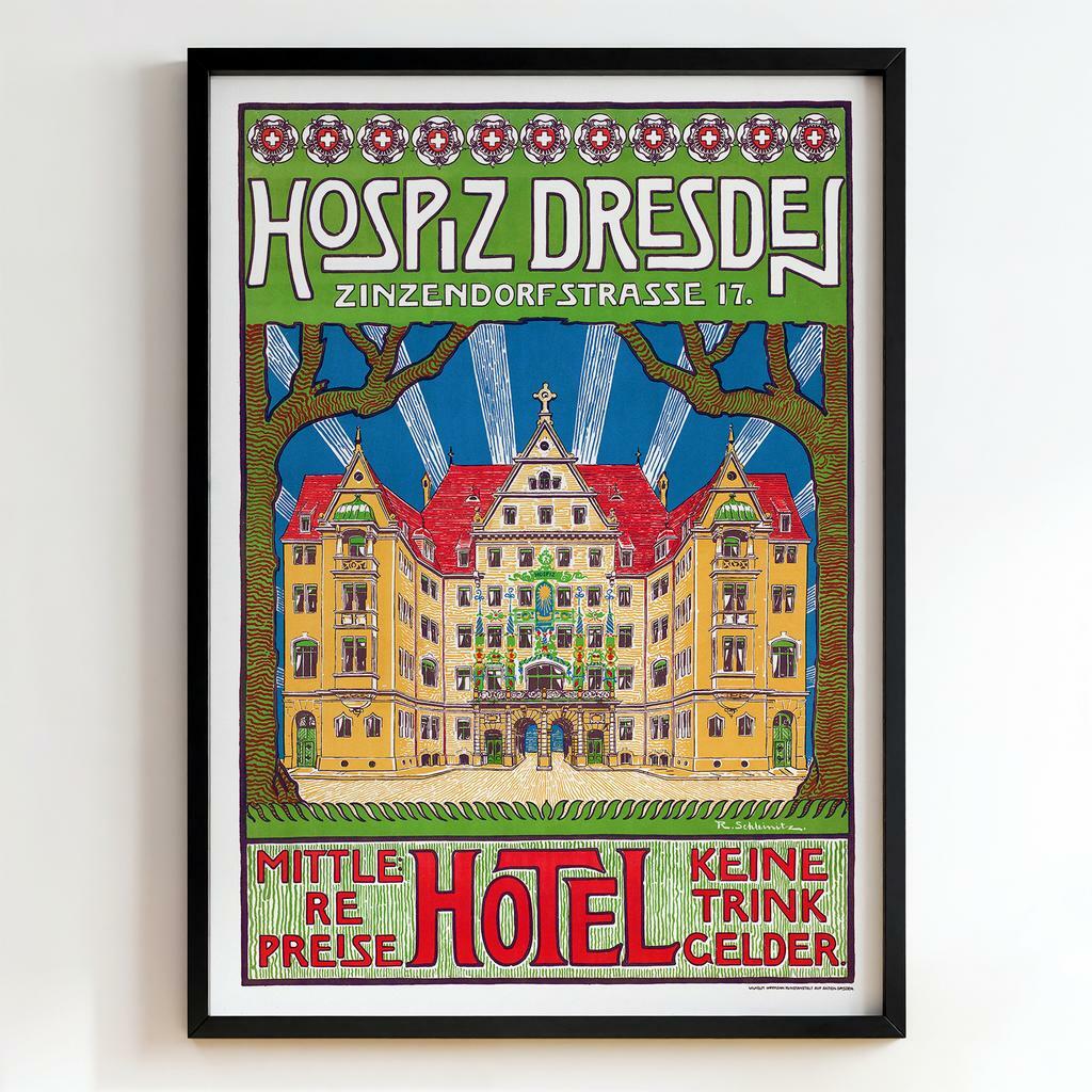 Ретро постер "Hospiz Dresden – Zinzendorfstrasse 17 Hotel Advertisement (1900s)"