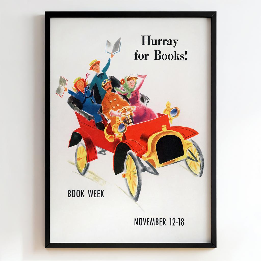 Ретро постер "Hurray for Books! – Book Week Poster (1930s)"