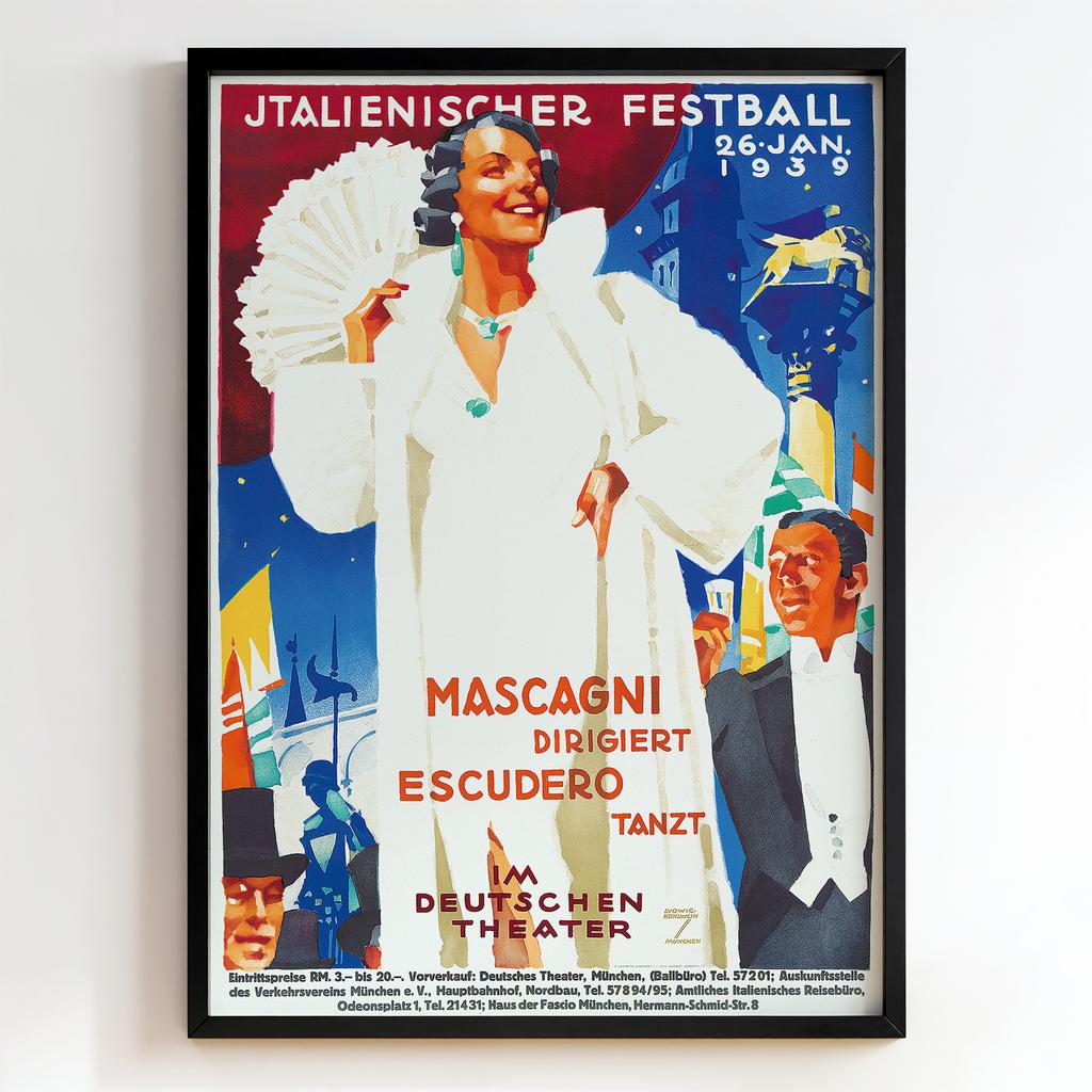 Ретро постер "Italienischer Festball – Deutsches Theater München (1939)"