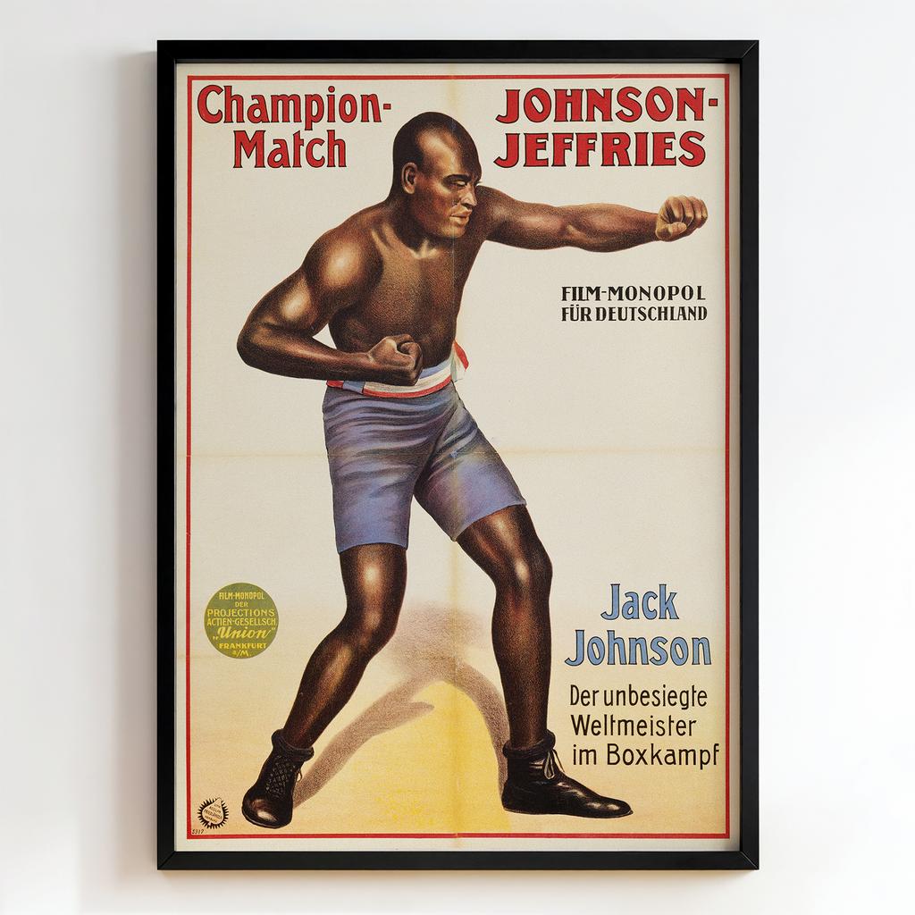 Ретро постер "Champion Match Johnson–Jeffries – Jack Johnson (1910)"