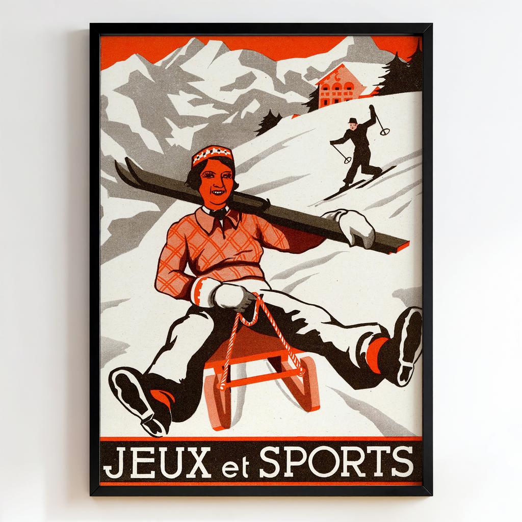 Ретро постер "Jeux et Sports – French Winter Sports Poster (1930s)"